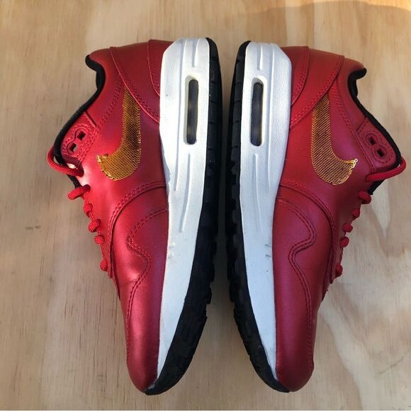 Nike Air Max 1 Red Gold Sequin Women’s Size 6.5 - Picture 3 of 11
